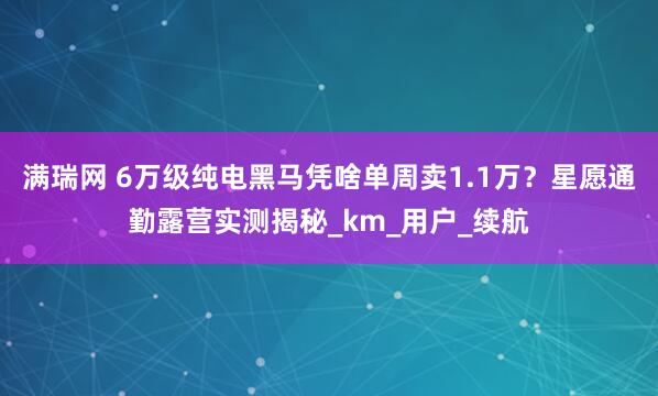 满瑞网 6万级纯电黑马凭啥单周卖1.1万？星愿通勤露营实测揭秘_km_用户_续航