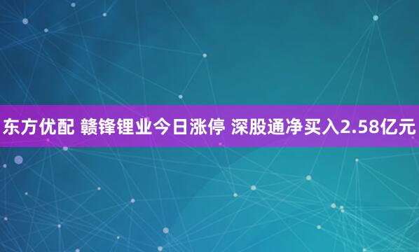 东方优配 赣锋锂业今日涨停 深股通净买入2.58亿元